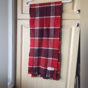 Johnstons of Elgin Wool Red and Burgundy Scarf 12" By 46" Long